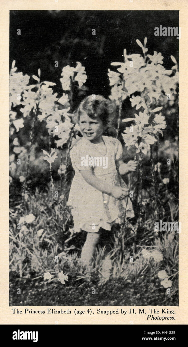 Princess Elizabeth playing amid the lilies Stock Photo