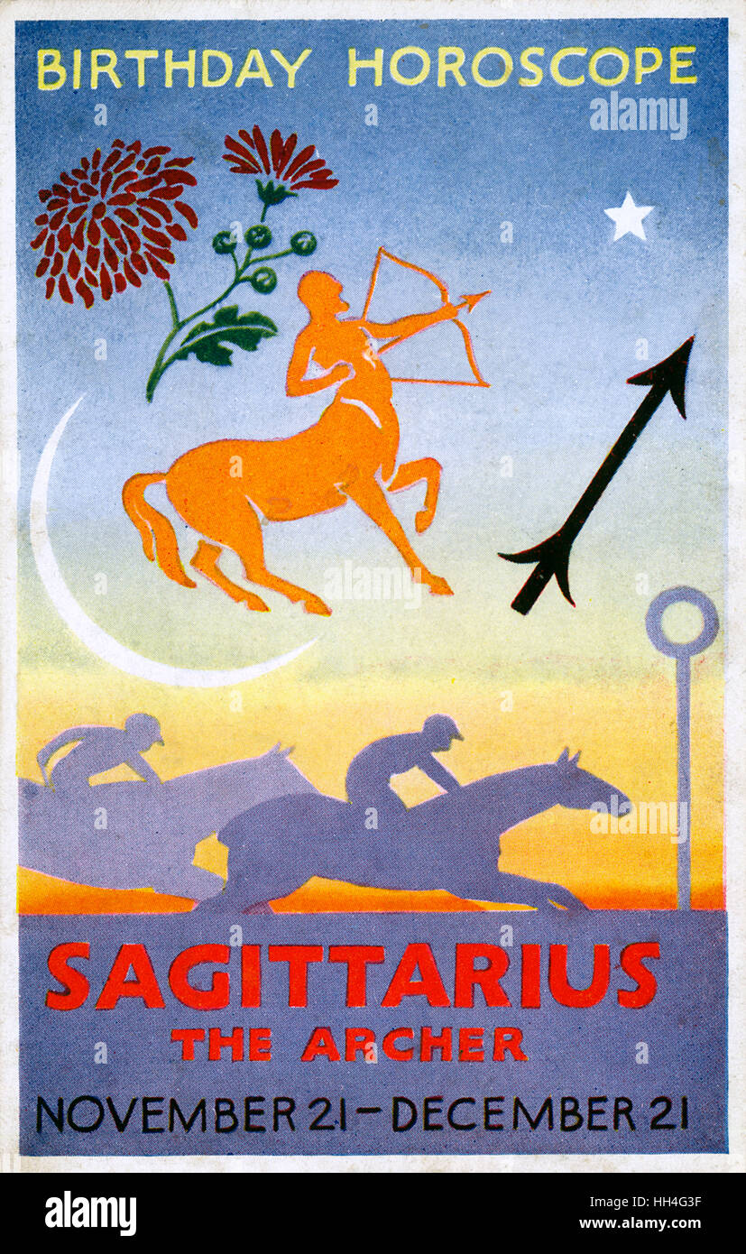 Zodiac - Birthday Horoscope - Sagittarius 'The Archer' Stock Photo