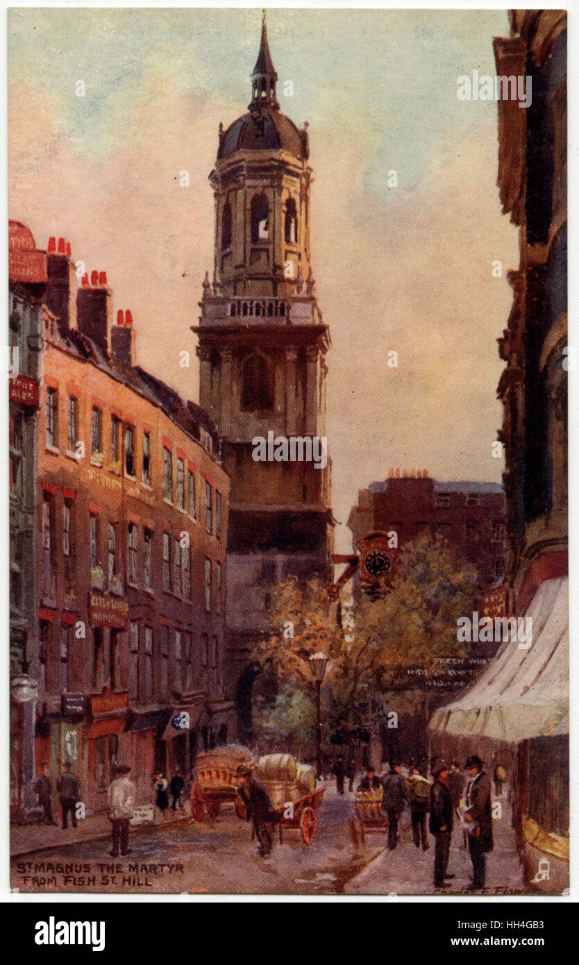 London - St. Magnus the Martyr from Fish Street Hill Stock Photo