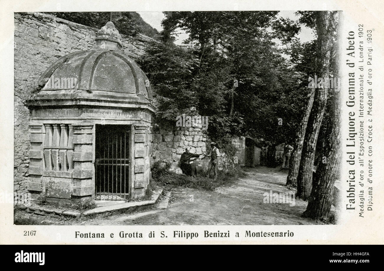 Fountain and Grotto of St. Philip Benitius at Monte Senario Stock Photo
