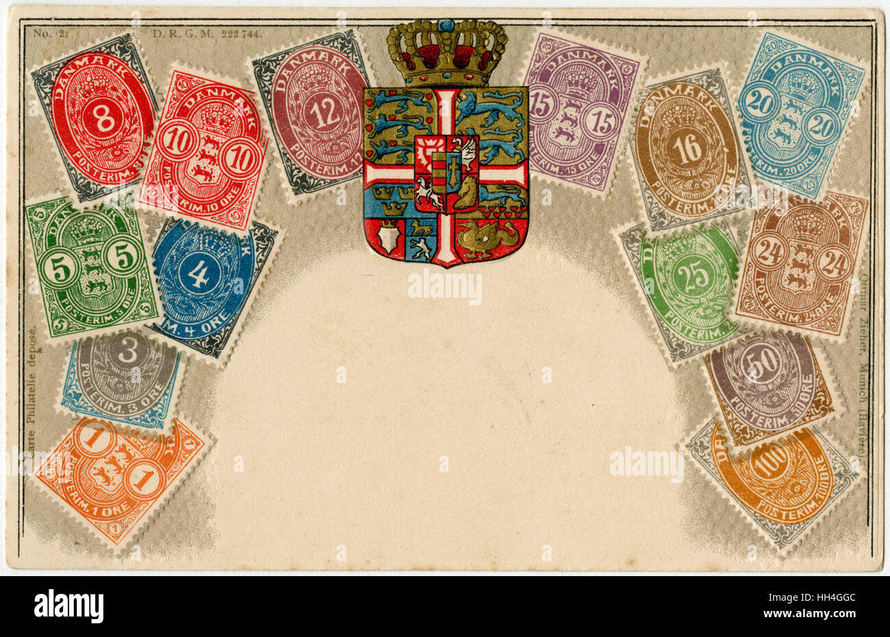 Stamp Card produced by Ottmar Zeihar - Denmark Stock Photo