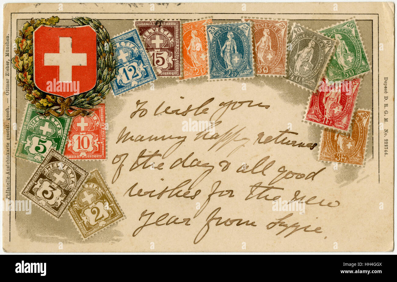 Stamp Card produced by Ottmar Zeihar - Switzerland Stock Photo