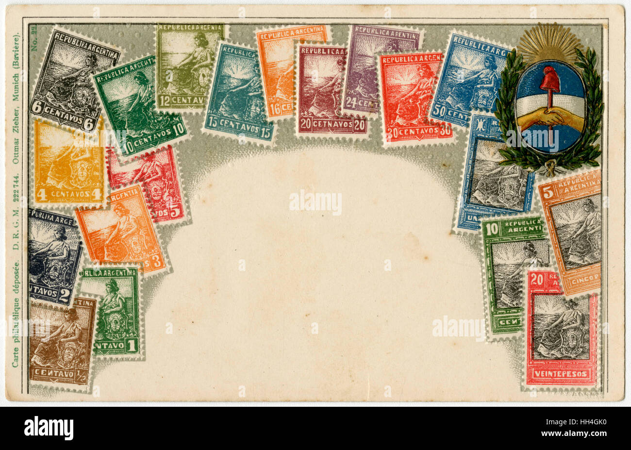 Stamp Card produced by Ottmar Zeihar - Argentina Stock Photo