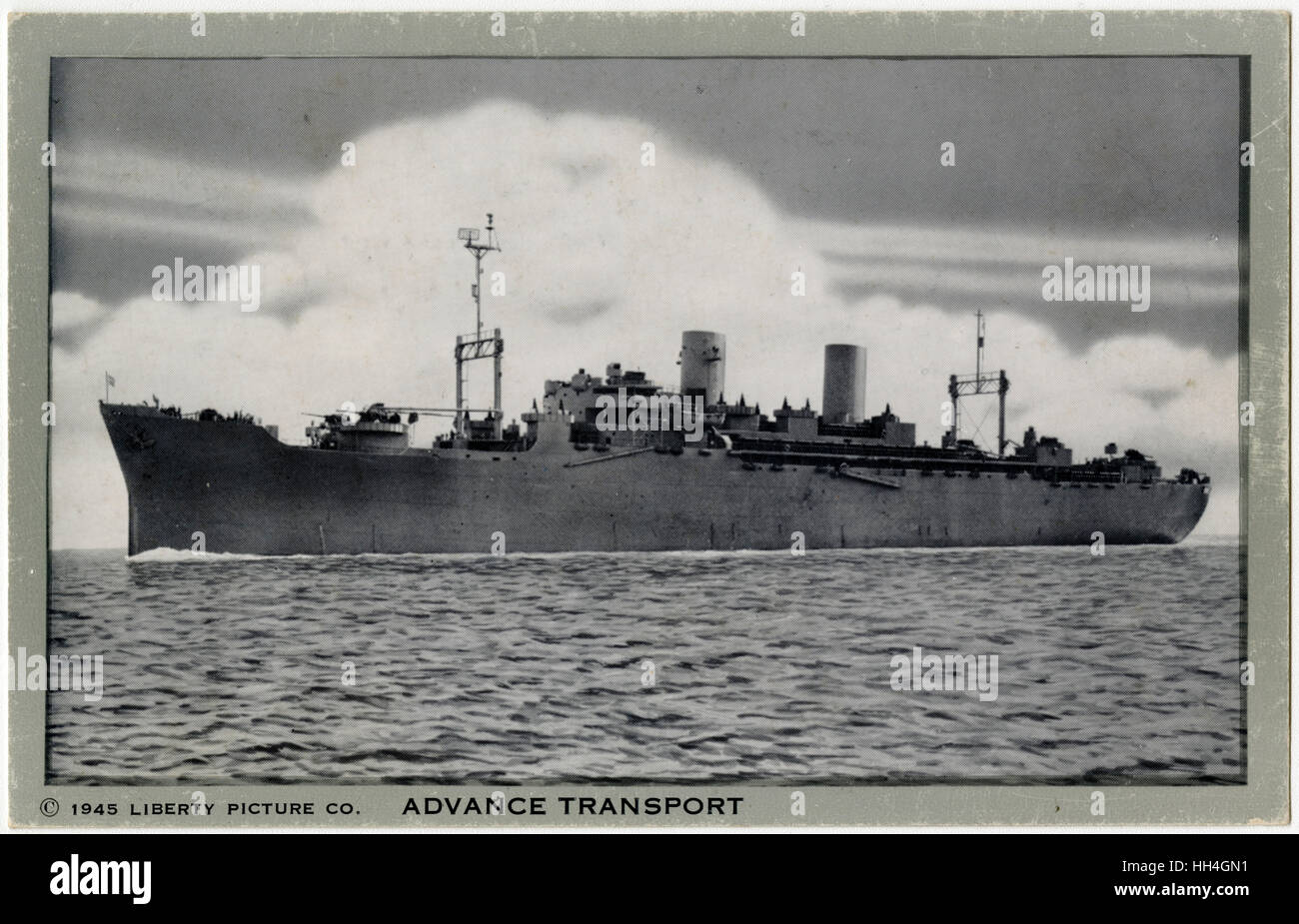 An American Liberty Ship (a prefabricated US-built freighter (emergency cargo ships) of the Second World War) - providing advance transport. Stock Photo