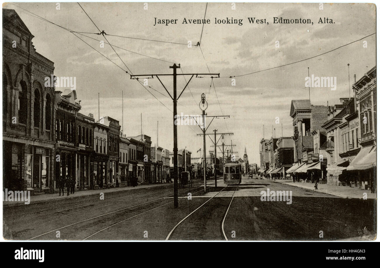 Jasper Avenue looking West - Edmonton, Alberta, Canada Stock Photo