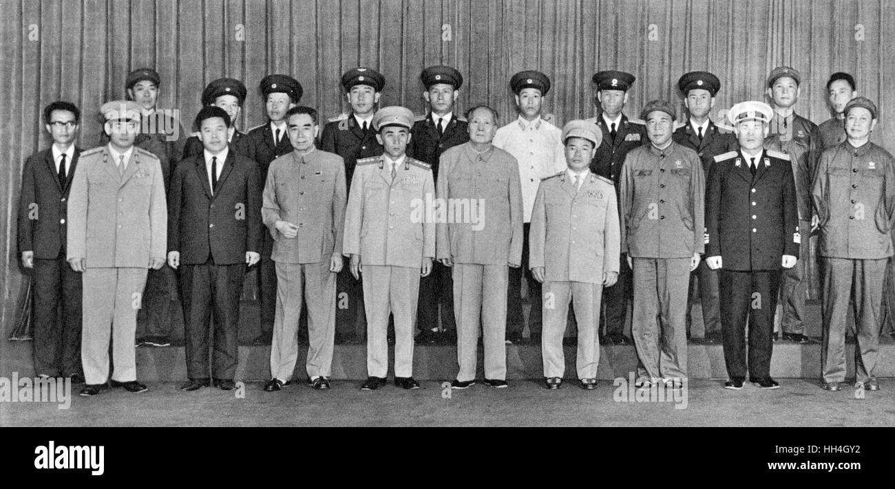 Mao Zedong with delegation from North Korea Stock Photo