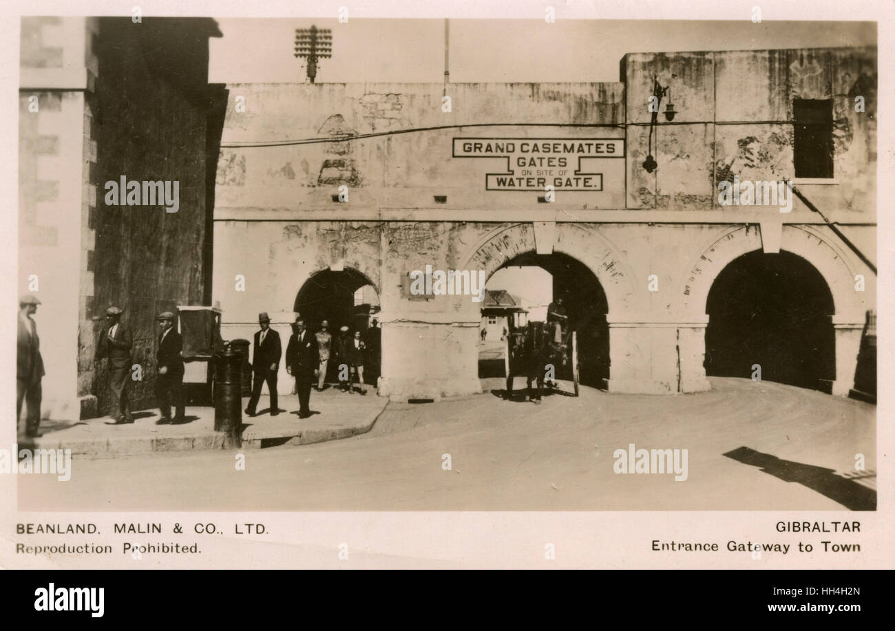 Grand Casemates Gate on site of the Water Gate, Gibraltar Stock Photo
