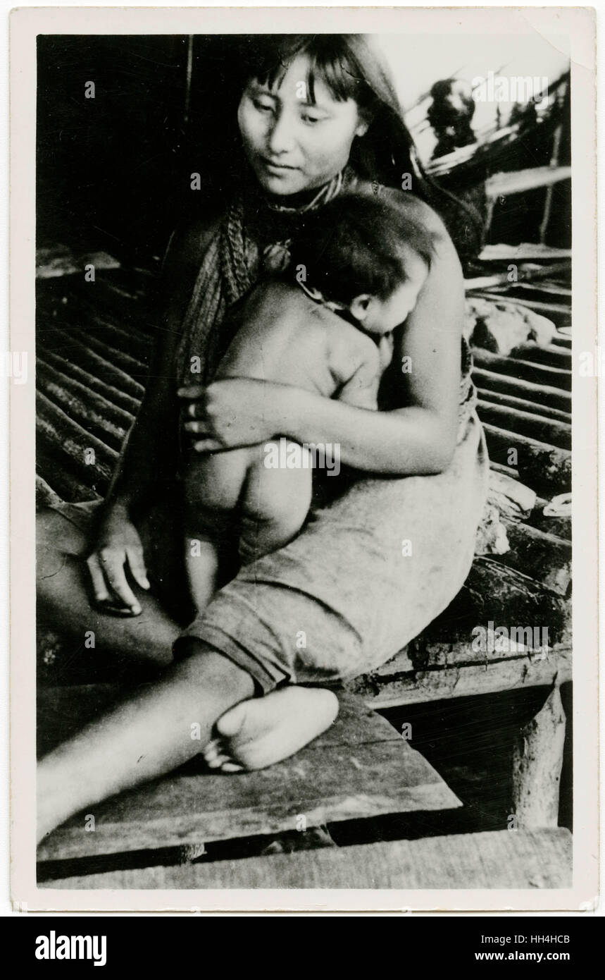 Venezuela, Warao Mother and Child of the Orinoco Stock Photo