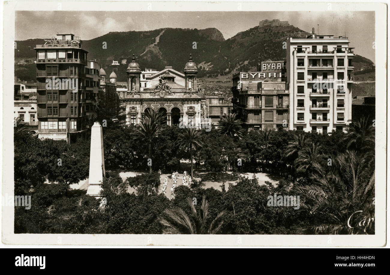 Oran, Algeria - Marshal Foch Square and Santa Cruz Hills. Stock Photo