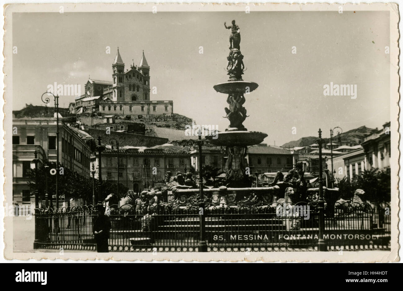 Orion's fountain is a monumental fountain in Messina made &#8203;&#8203;by Fra Giovanni Angelo Montorsoli (1507-1563) disciple of Michelangelo , dating back to 1553 and executed in collaboration with Domenico Vanello. Located in Piazza Duomo. Stock Photo