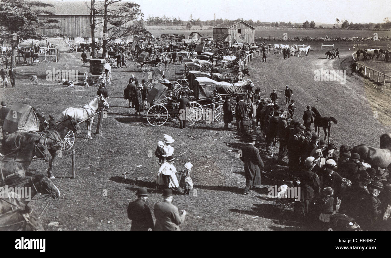 Scene at a busy country racecourse. Stock Photo