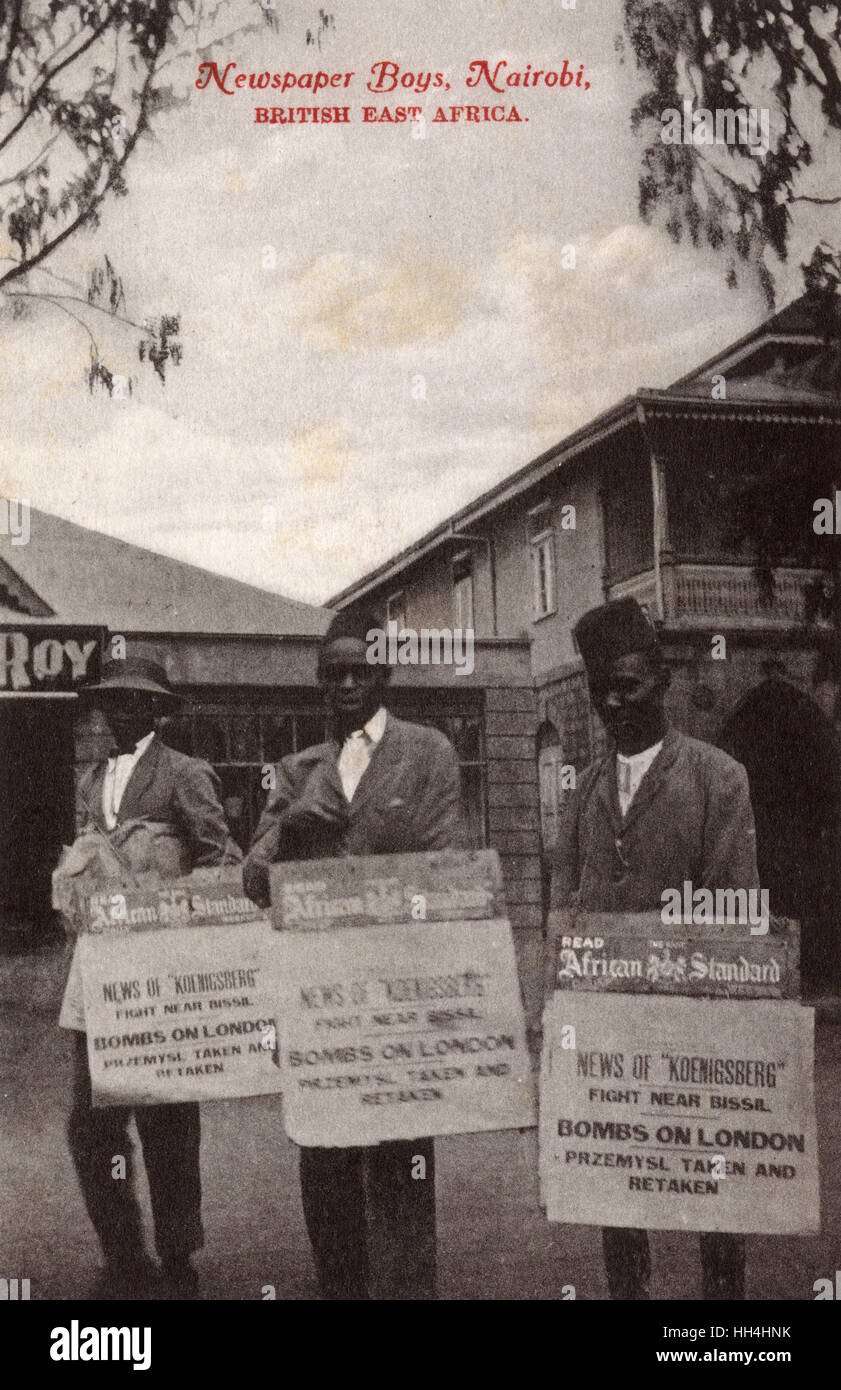 Newspaper advertisers, Nairobi, Kenya, East Africa, WW1 Stock Photo