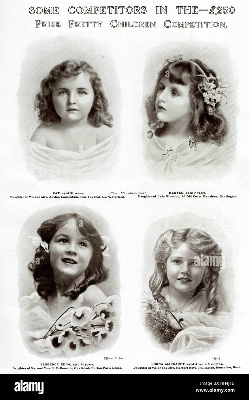 Edwardian children's prize competition 1909 Stock Photo