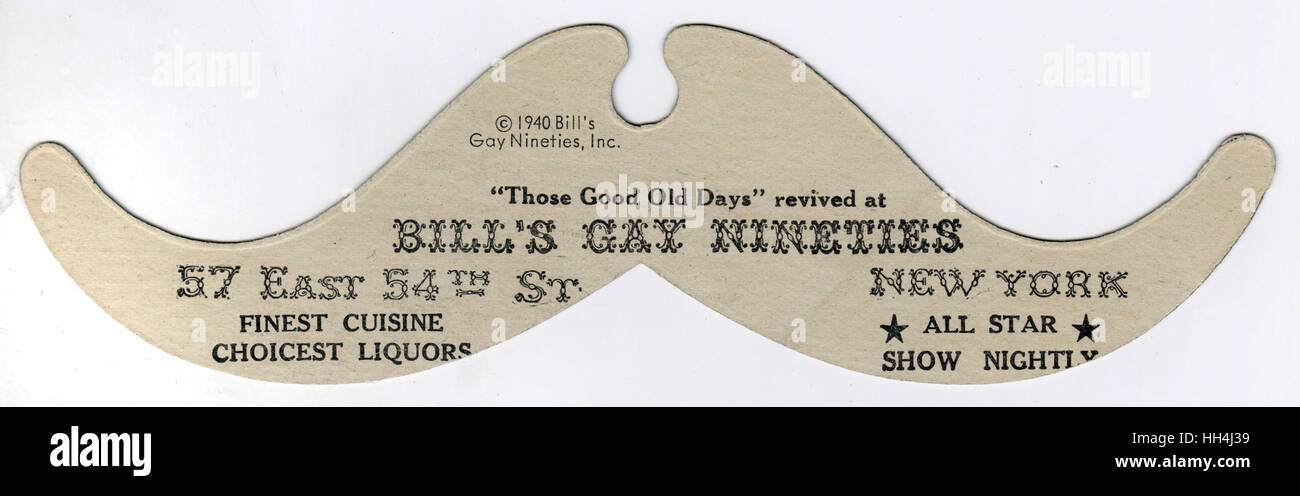 Bill's Gay Nineties cardboard moustache, New York, USA Stock Photo