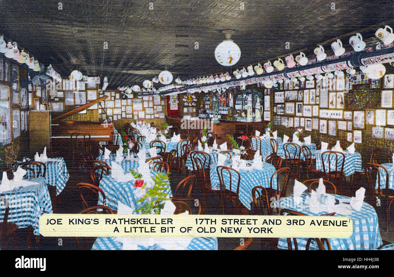 Joe King's Rathskeller, 17th Street and 3rd Avenue, New York City, USA -- a retro-style restaurant serving old-fashioned German-American-Irish food. Stock Photo