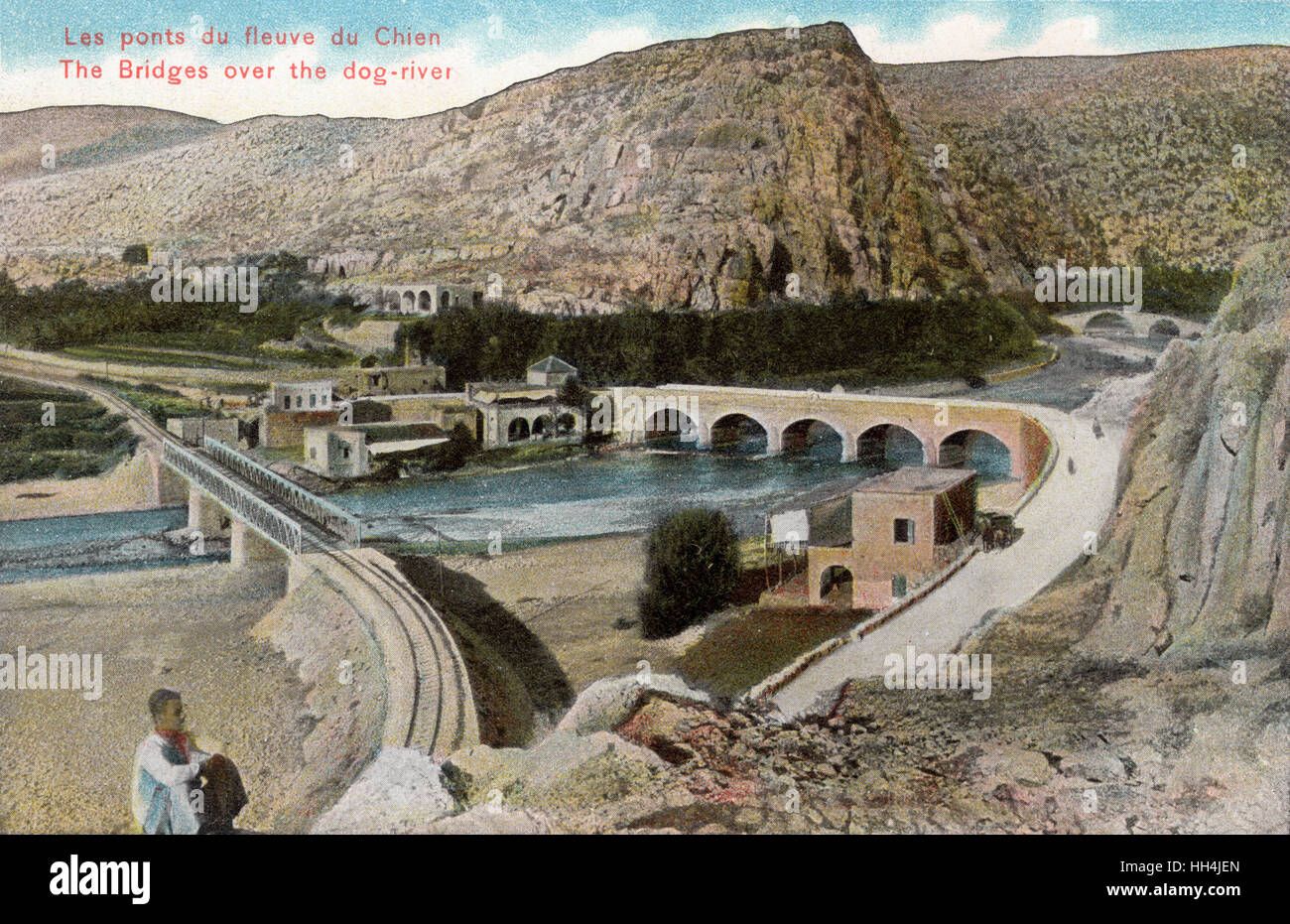 Railway and road bridges at Nahr alKalb (El Kelb) estuary, Lebanon
