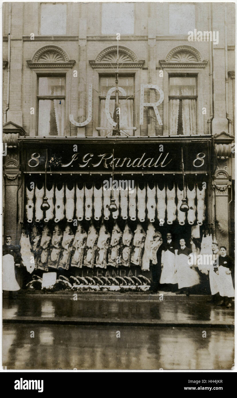 Butchers Shop of J G Randall of Muswell Hill Road, London. Stock Photo