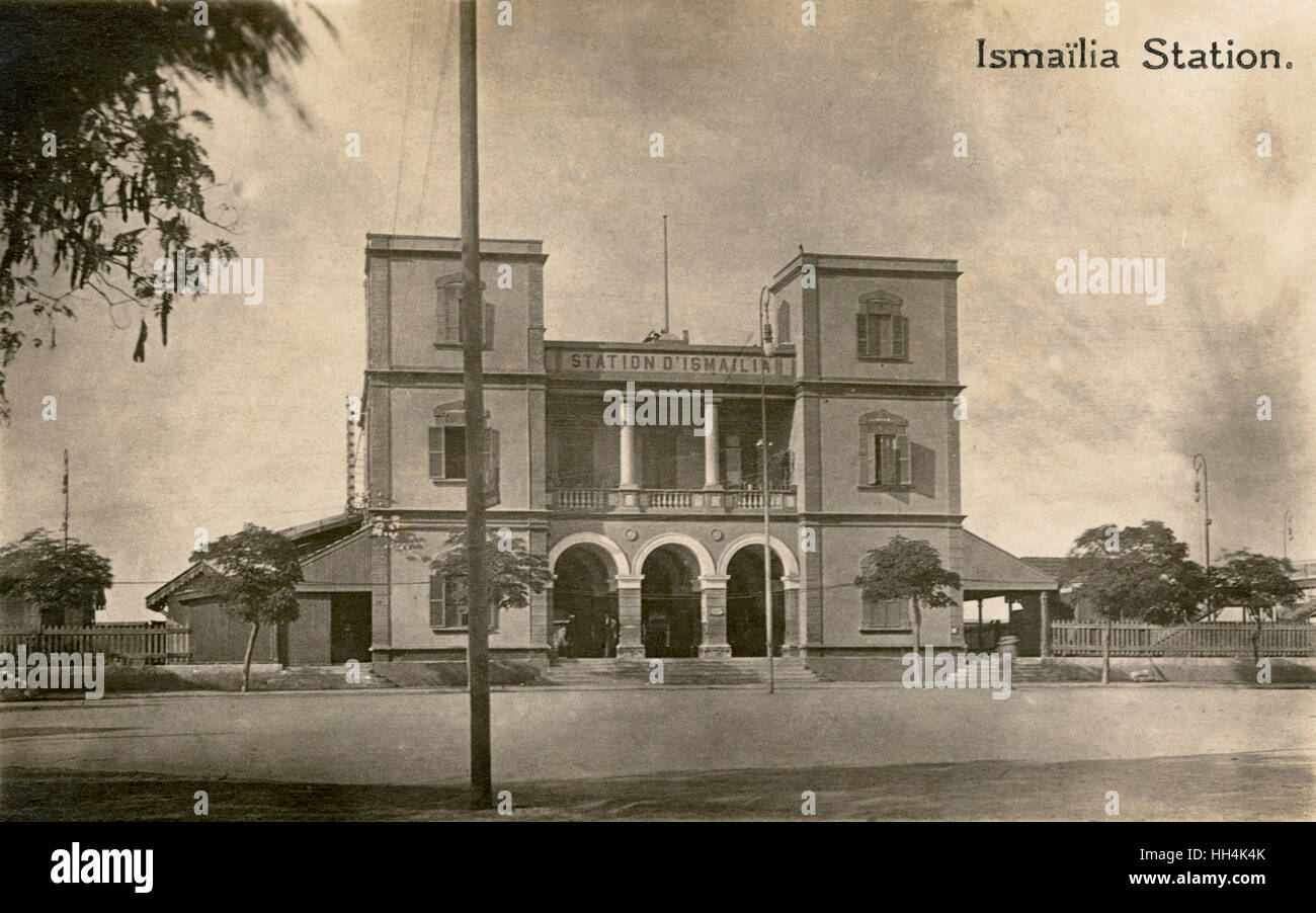 Carte Postale Ancienne Égypte – Ismailia, Vue De La Gare (The Station) – Originale Vintage