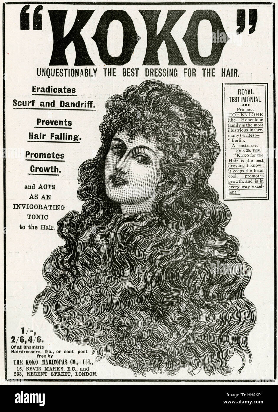 Advert for Koko hair tonic 1897 Stock Photo