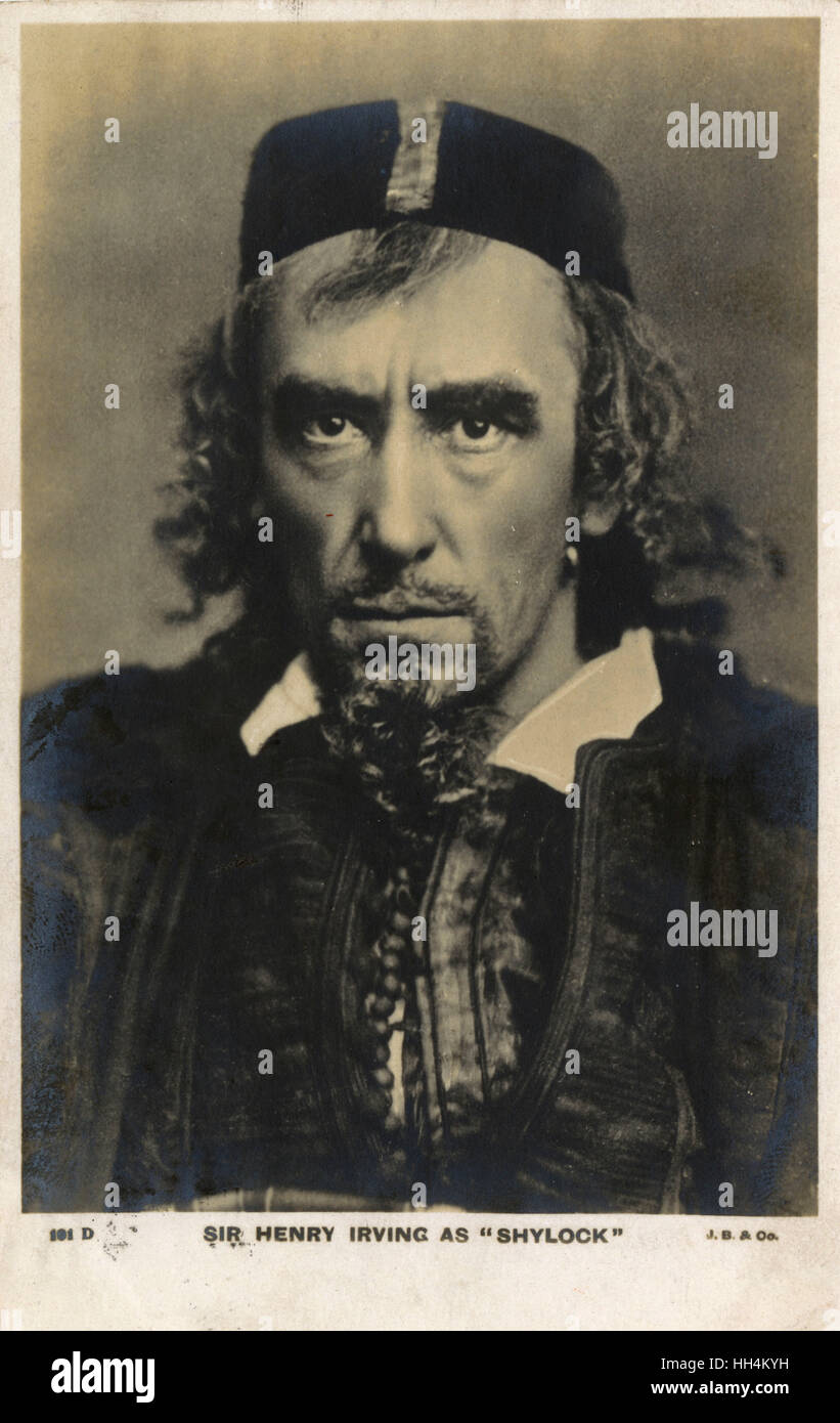 Famed English Actor and theatre producer Sir Henry Irving (1838-1905) as Shylock in 'The Merchant of Venice' (1879). Stock Photo