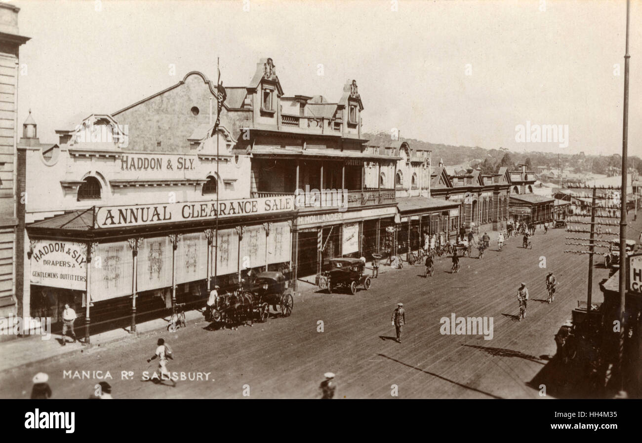 Manica Road, looking west, Salisbury (now Harare), Southern Rhodesia