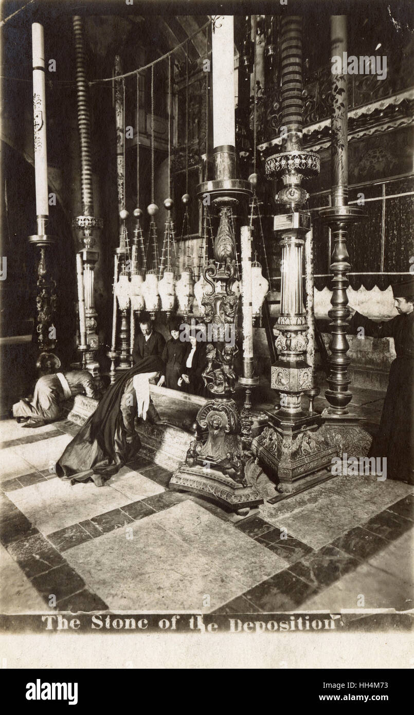 Stone of Anointing, Church of the Holy Sepulchre, Jerusalem Stock Photo