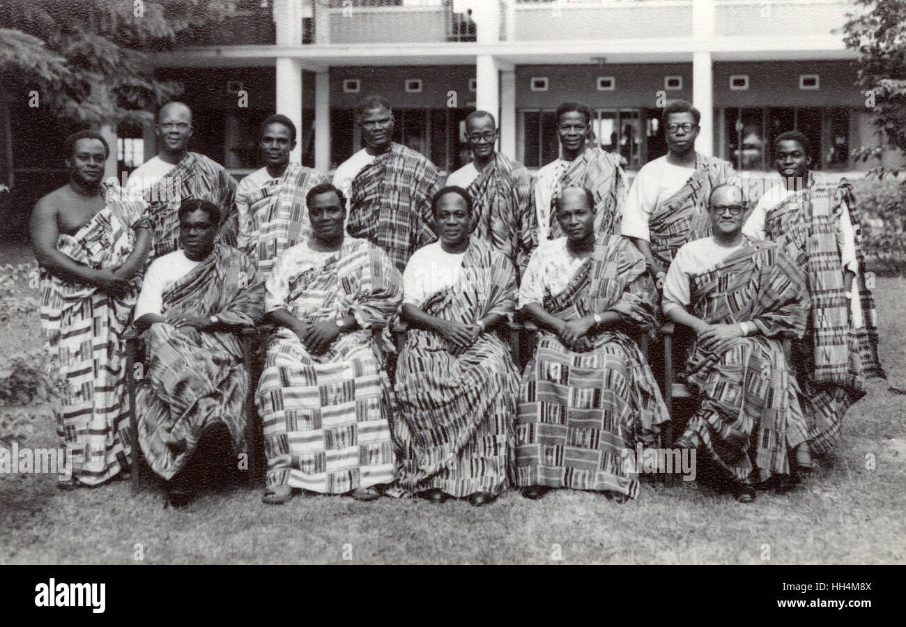 Group photo of politicians (members of the Gold Coast Cabinet), Accra, Ghana, Gold Coast, West Africa, photographed on 17 July 1956, the date of the legislative election which brought Kwame Nkrumah's Convention People's Party to power. Stock Photo