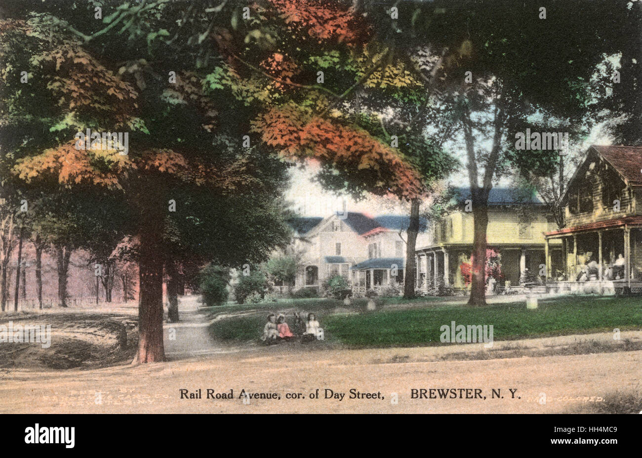 Rail Road Avenue, corner of Day Street, Brewster, Putnam County, New York State, USA. Stock Photo