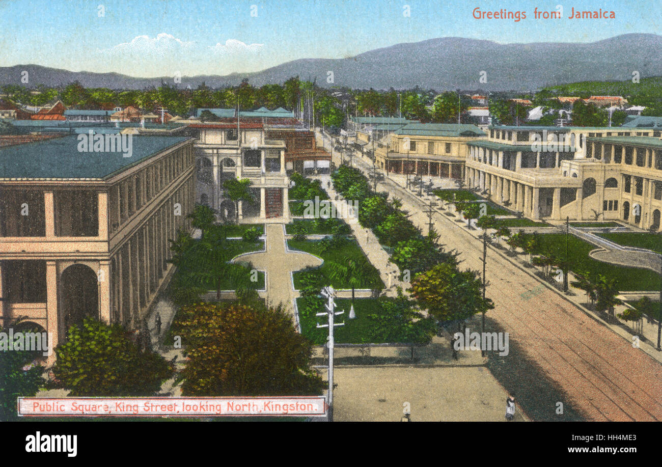 Aerial view of King Street, Kingston, Jamaica, West Indies Stock Photo