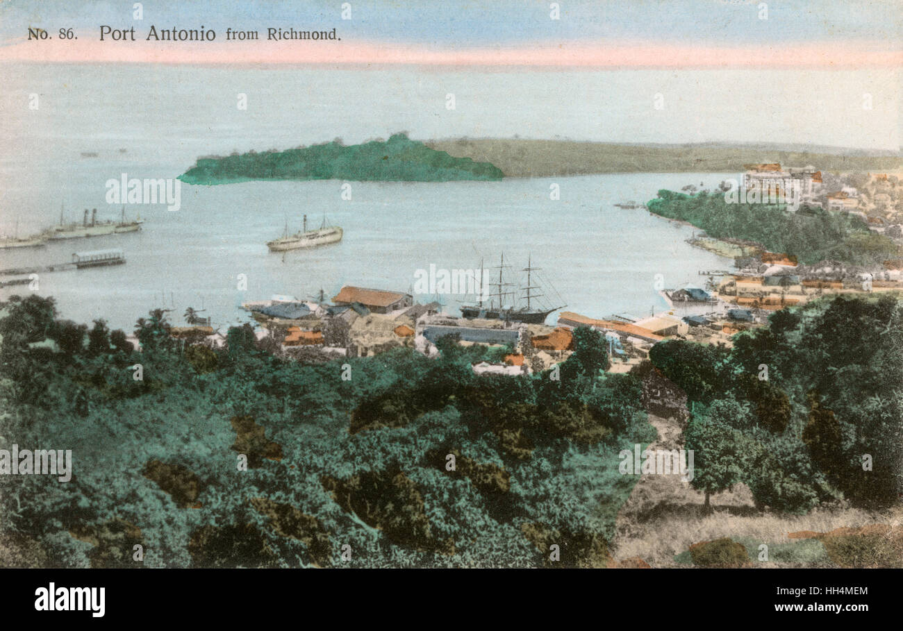 View of Port Antonio, Jamaica, West Indies Stock Photo