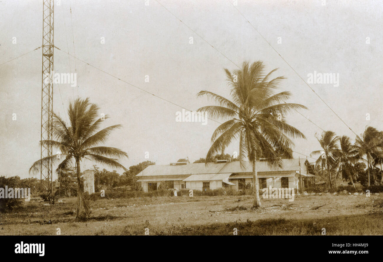 Telefunken Wireless Company Station, Apia, capital of German Samoa, Upolu, Pacific Ocean. Stock Photo