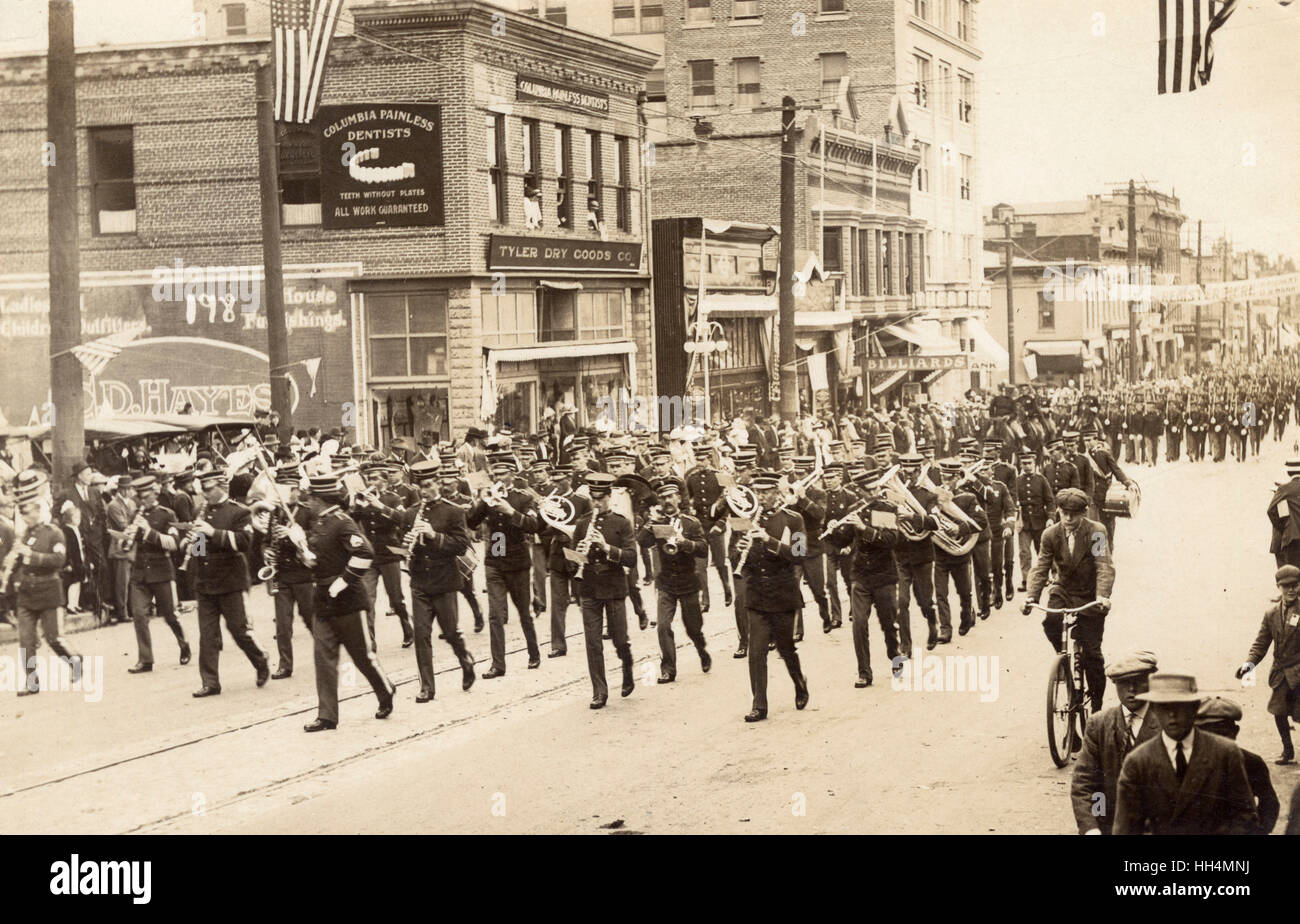 Brass band of soldiers, Vancouver, USA Stock Photo