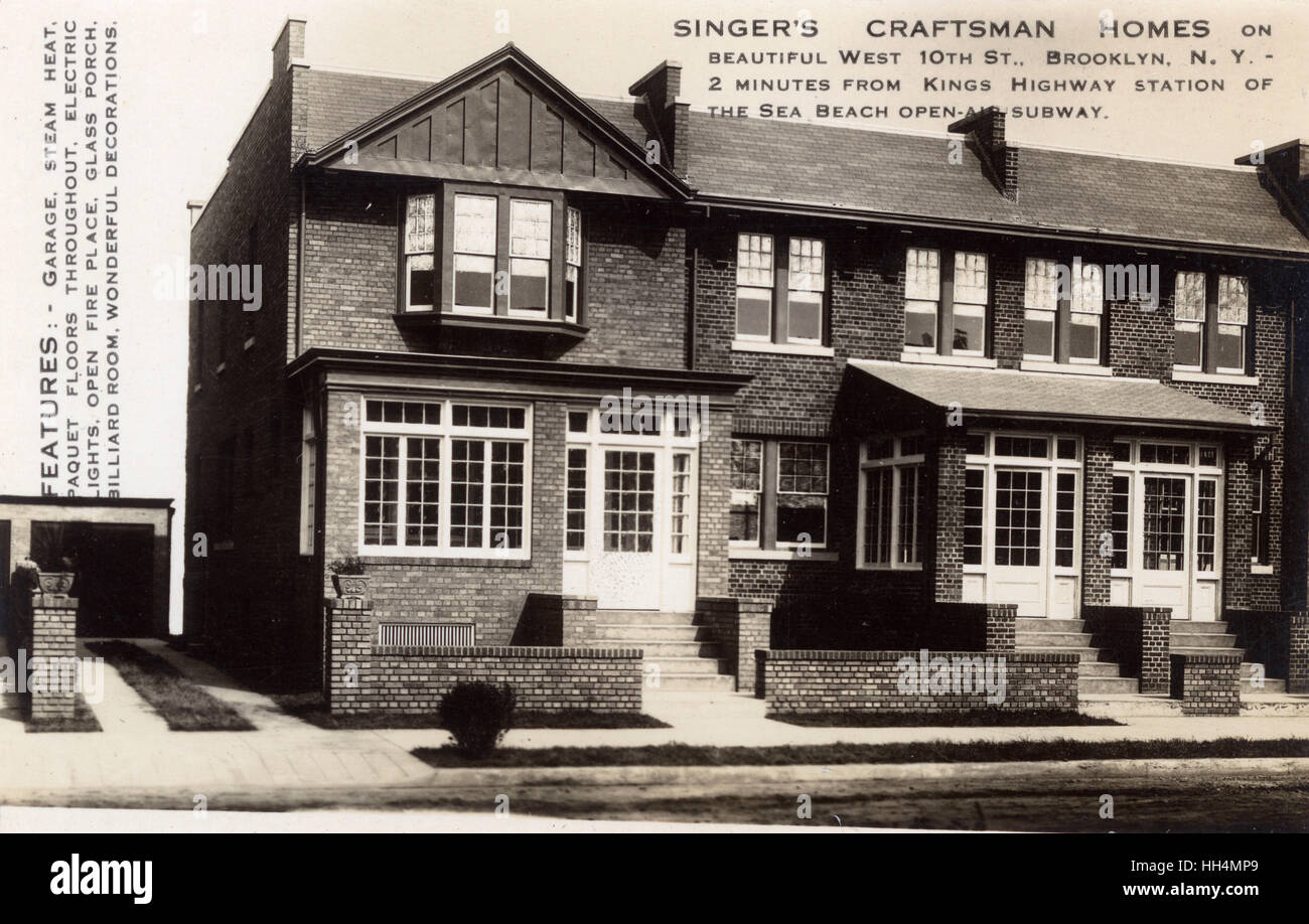 Singer's Craftsman Homes, Brooklyn, New York, USA Stock Photo
