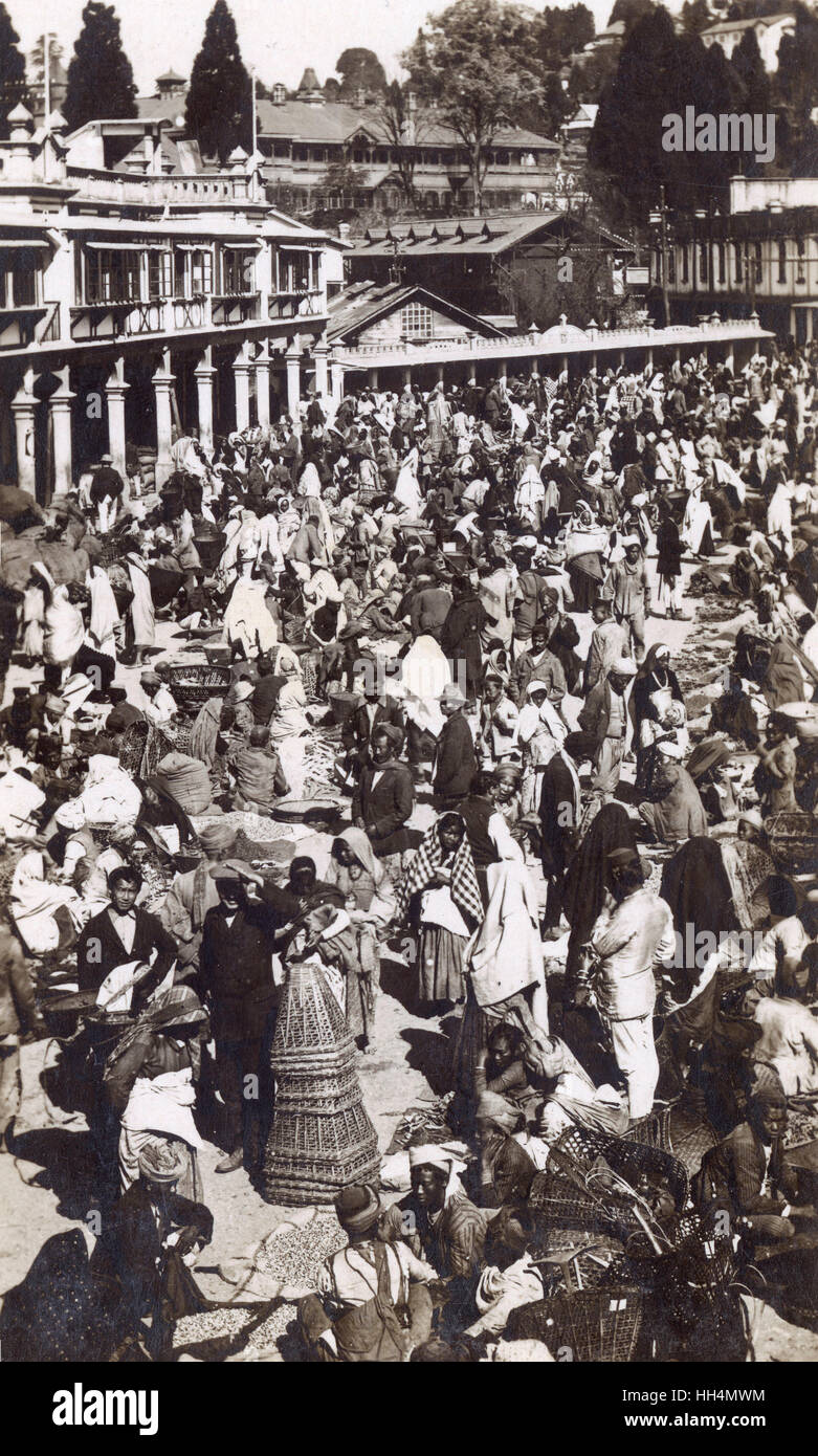 Crowded bazaar, Darjeeling, India. Stock Photo