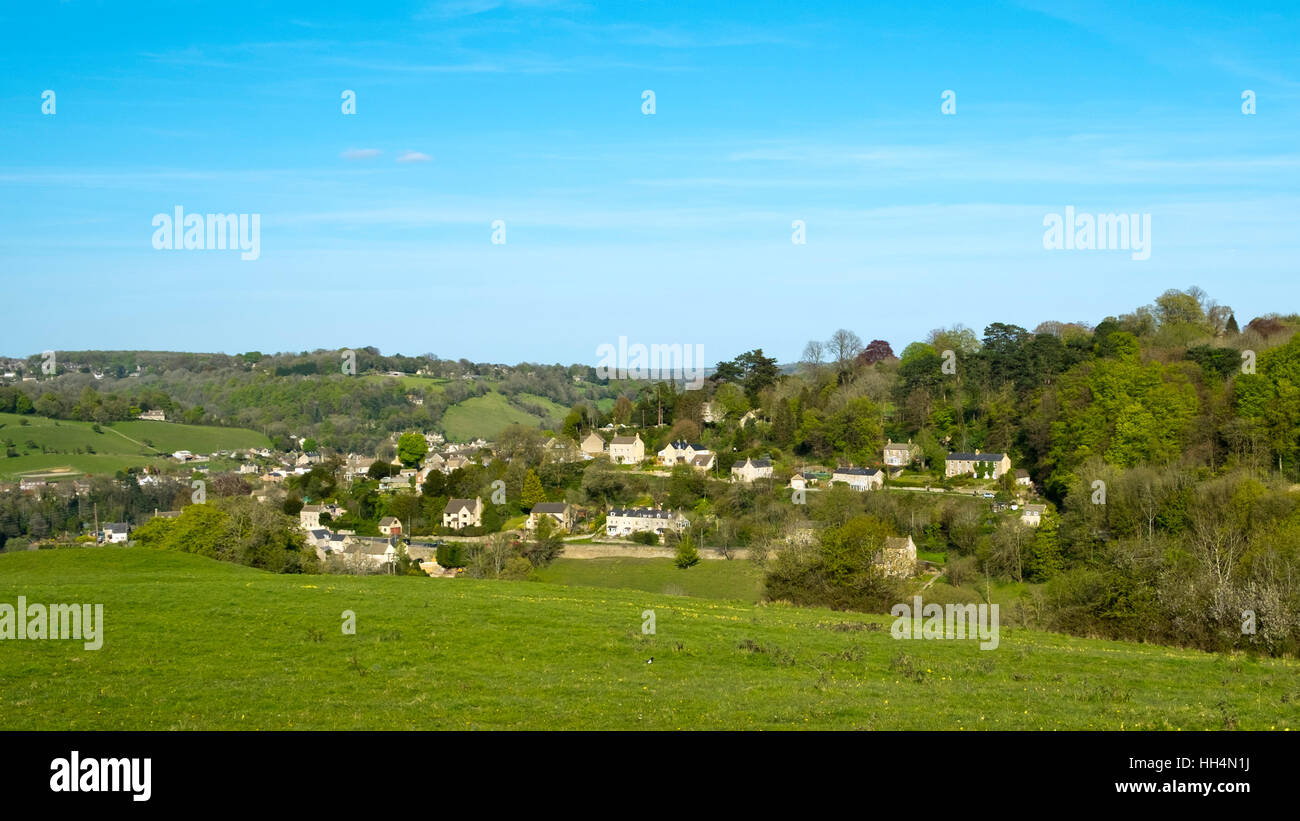 Stroud valleys spring view towards Brimscombe, Gloucestershire, Cotswolds, England, UK Stock Photo