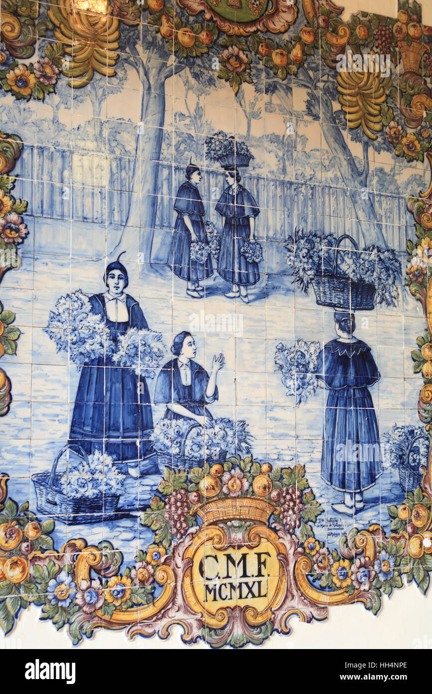 Azulejo mosaic in Funchal, Portugal, Madeira Stock Photo