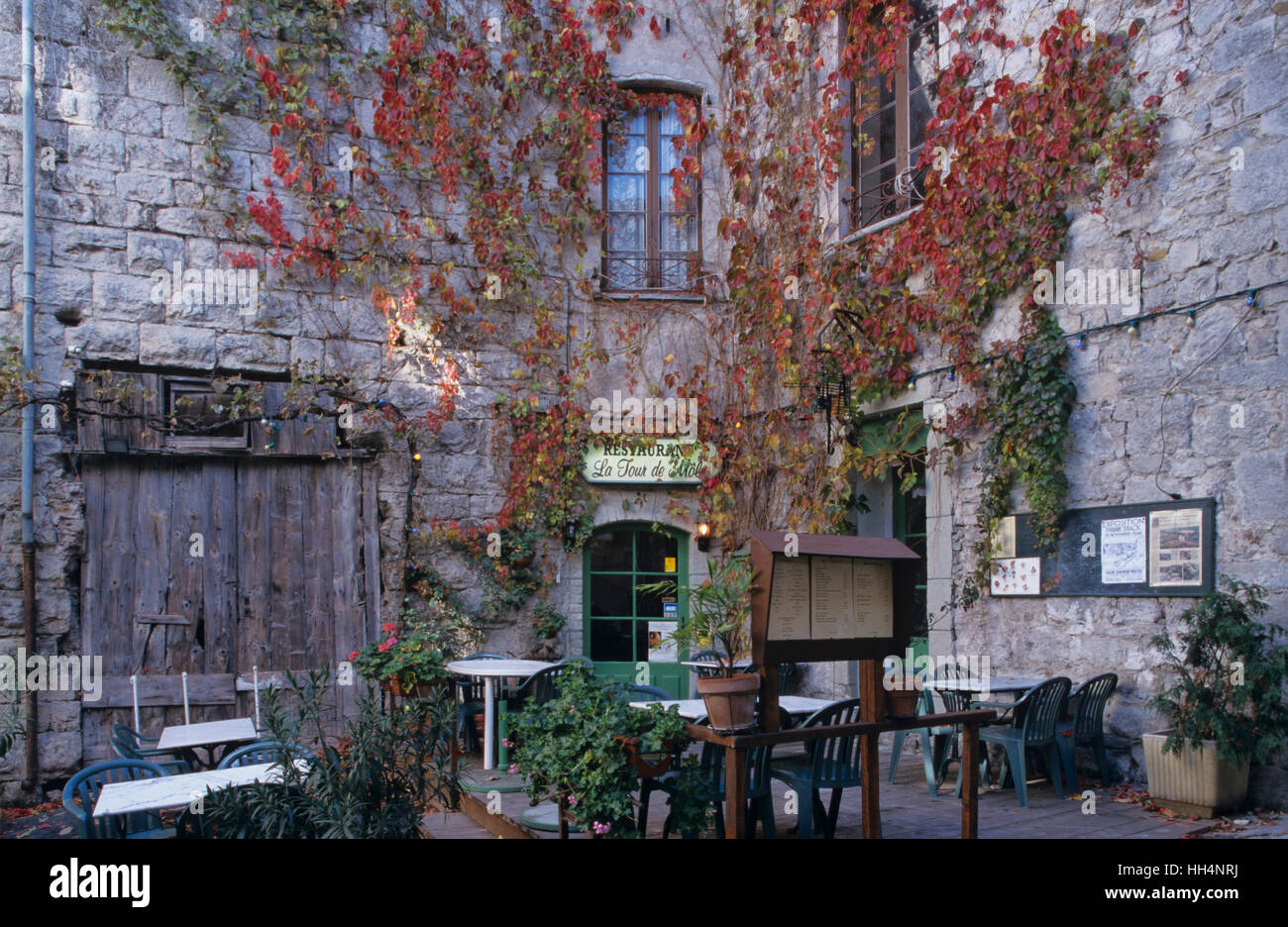 Restaurant in Sauve, France, LanguedocRoussillon Stock Photo