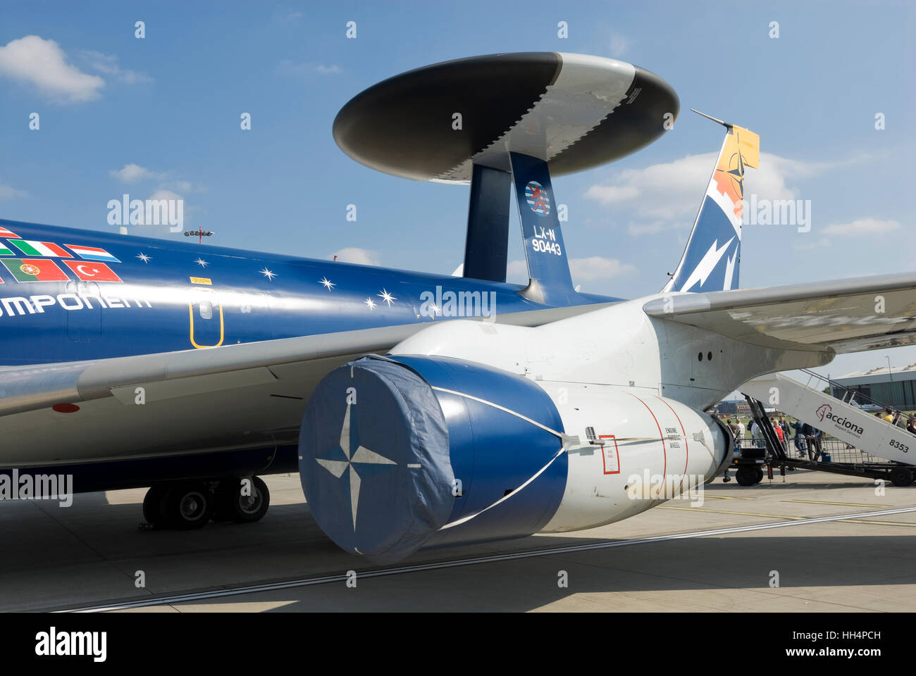 NATO reconnaissance aircraft Awacs, Boeing E-3A Sentry (707-320) LX-N 90443 Stock Photo