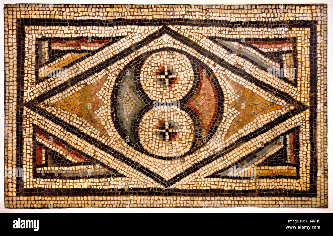 London, England, UK. British Museum. Late Roman mosaic pavement (Carthage, Tunisia: 4thC-5thC) Stock Photo
