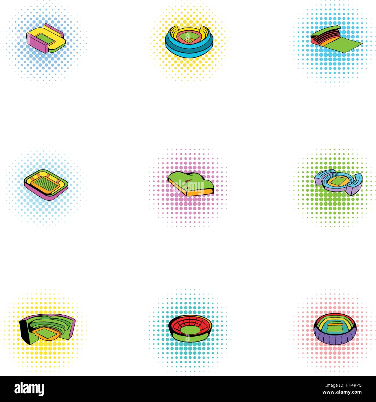 Sport stadium icons set, pop-art style Stock Vector Image & Art - Alamy