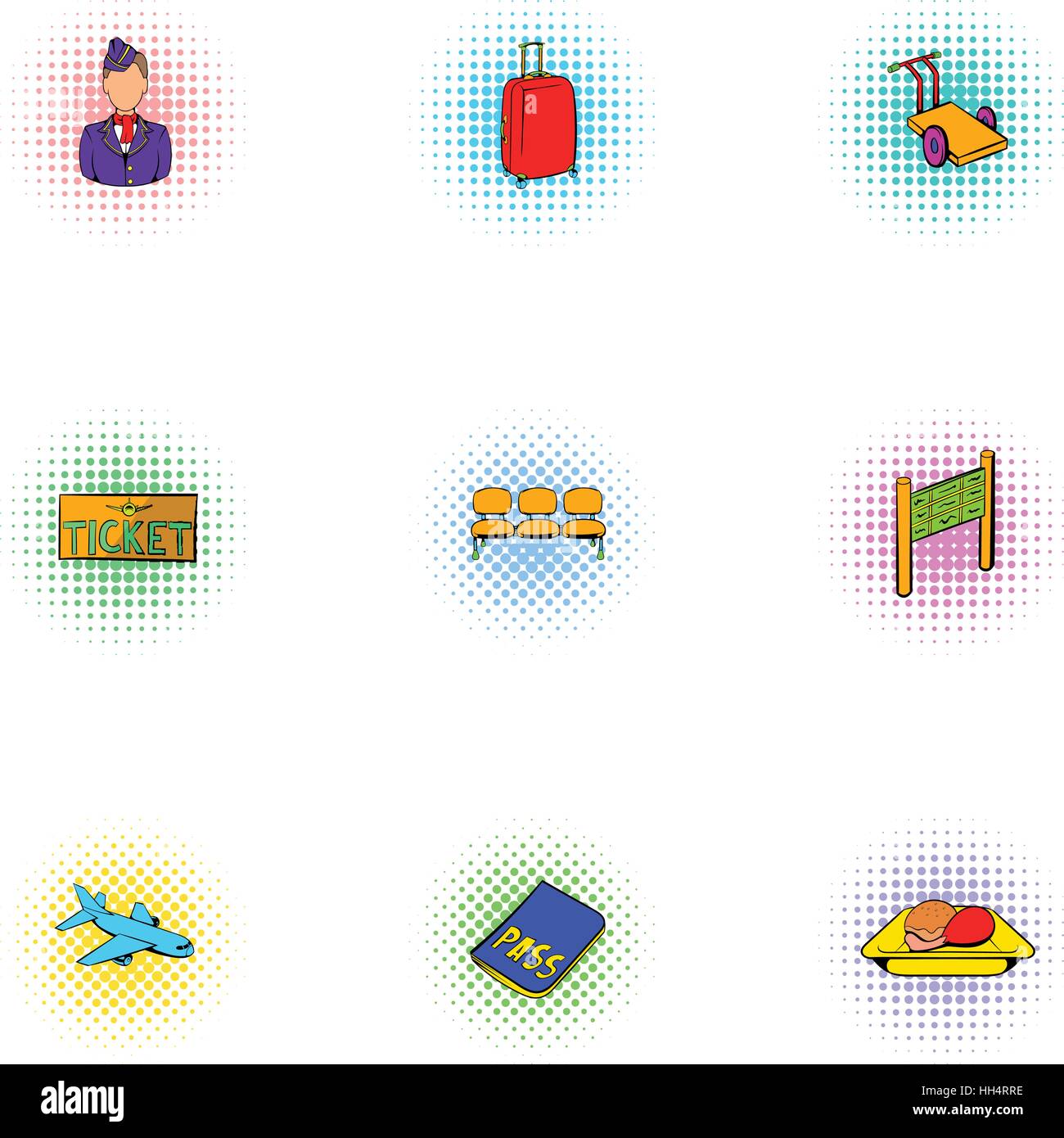 Airport icons set, pop-art style Stock Vector Image & Art - Alamy
