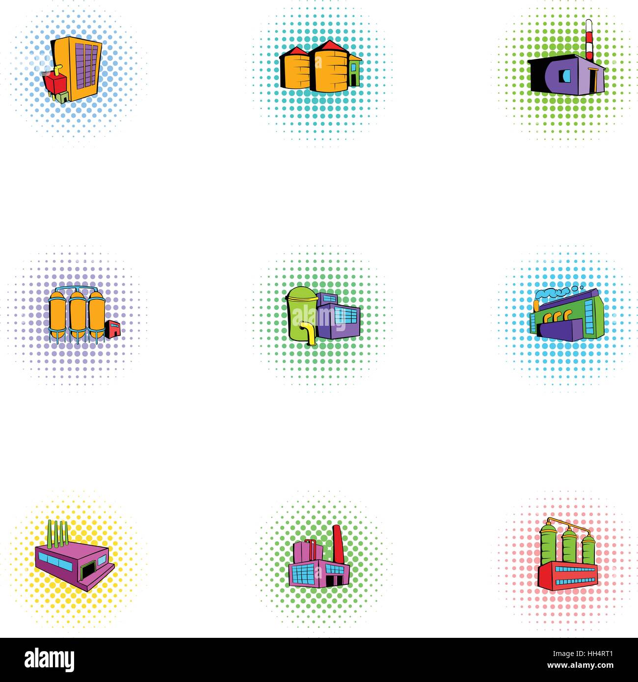Production plant icons set, pop-art style Stock Vector Image & Art - Alamy