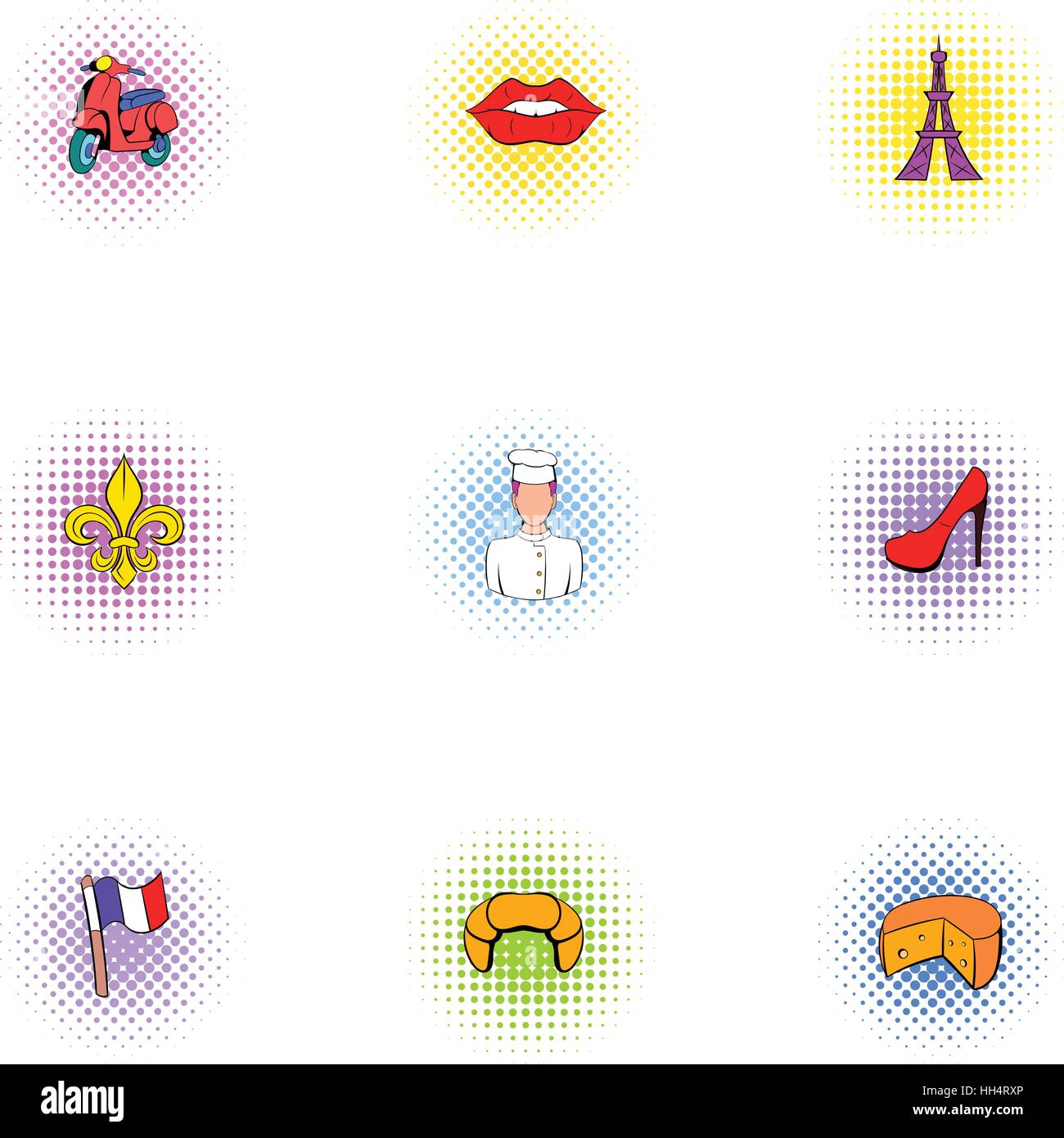 Tourism in France icons set, popart style Stock Vector Image & Art Alamy