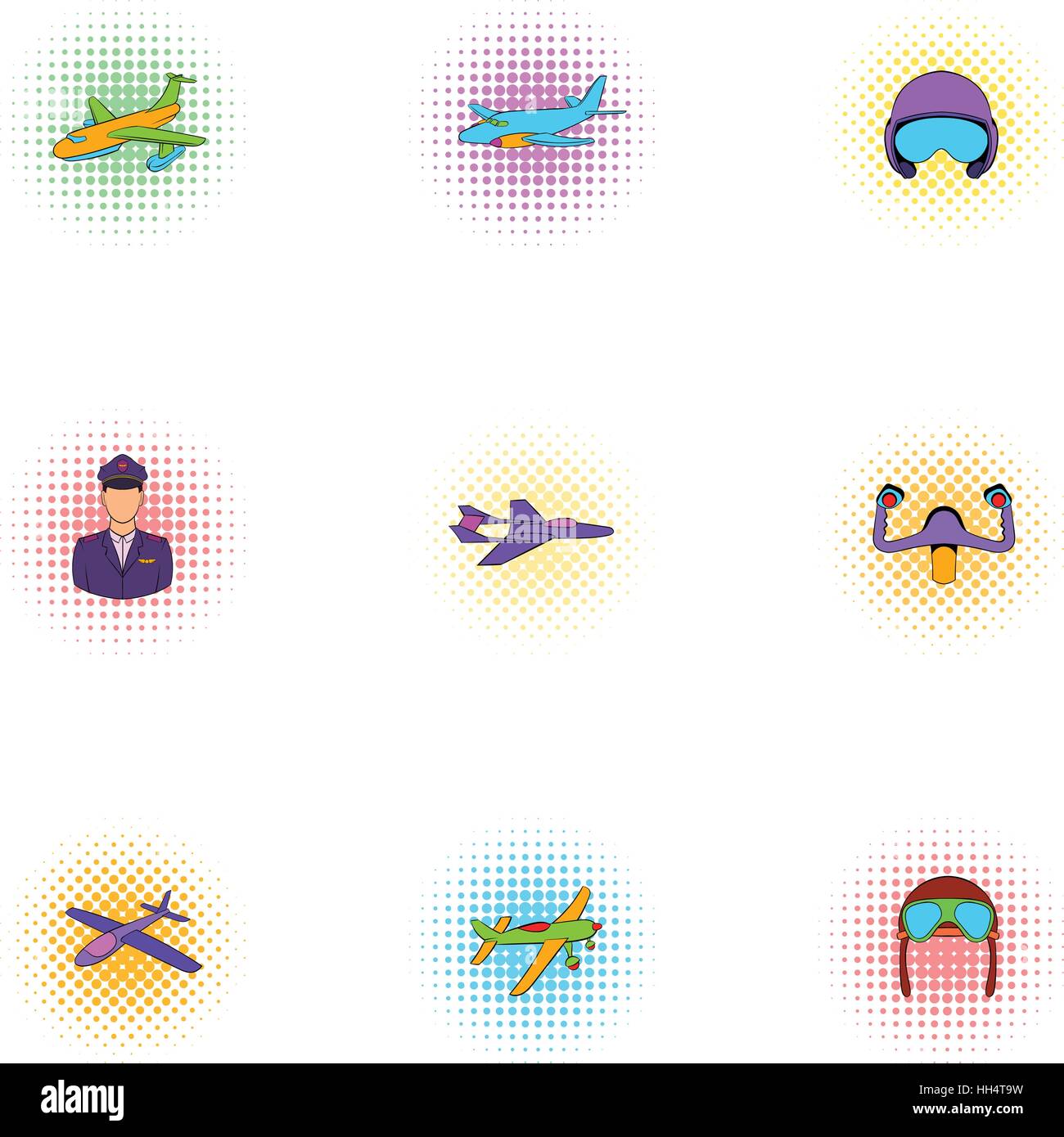 Aircraft icons set, pop-art style Stock Vector Image & Art - Alamy