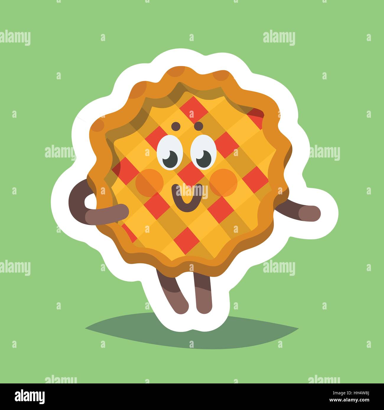 Vector illustration emoticon emoji icon on theme of autumn holiday. Autumn emoticon happy thanksgiving day. Sweet pie Stock Vector