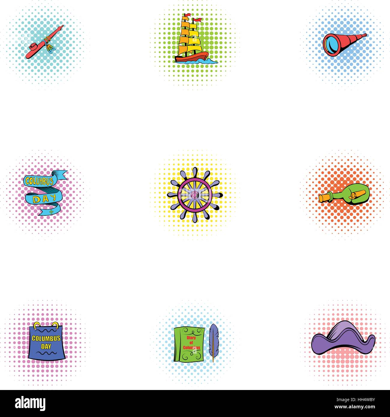Search of mainland icons set, pop-art style Stock Vector Image & Art ...