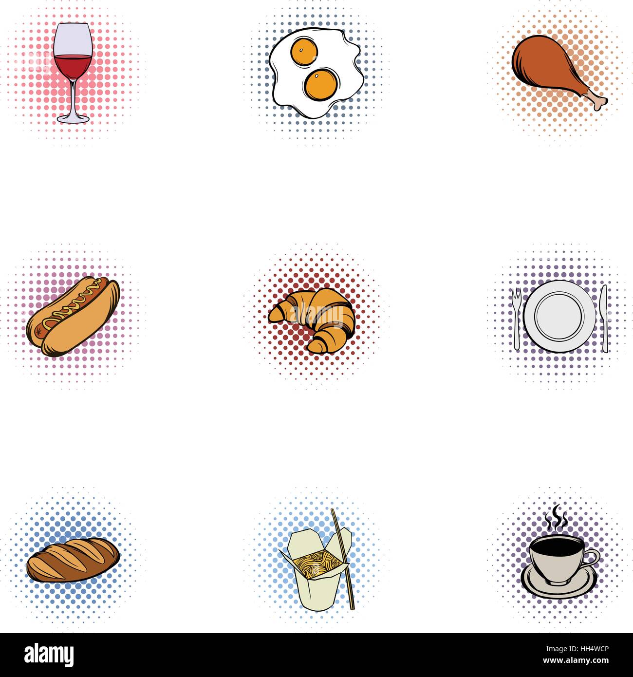 Quick snack icons set, pop-art style Stock Vector Image & Art - Alamy