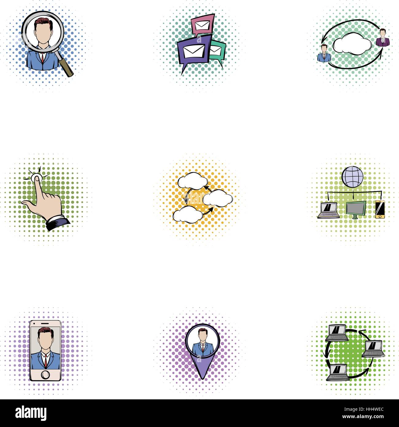 Data cloud icons set, pop-art style Stock Vector Image & Art - Alamy