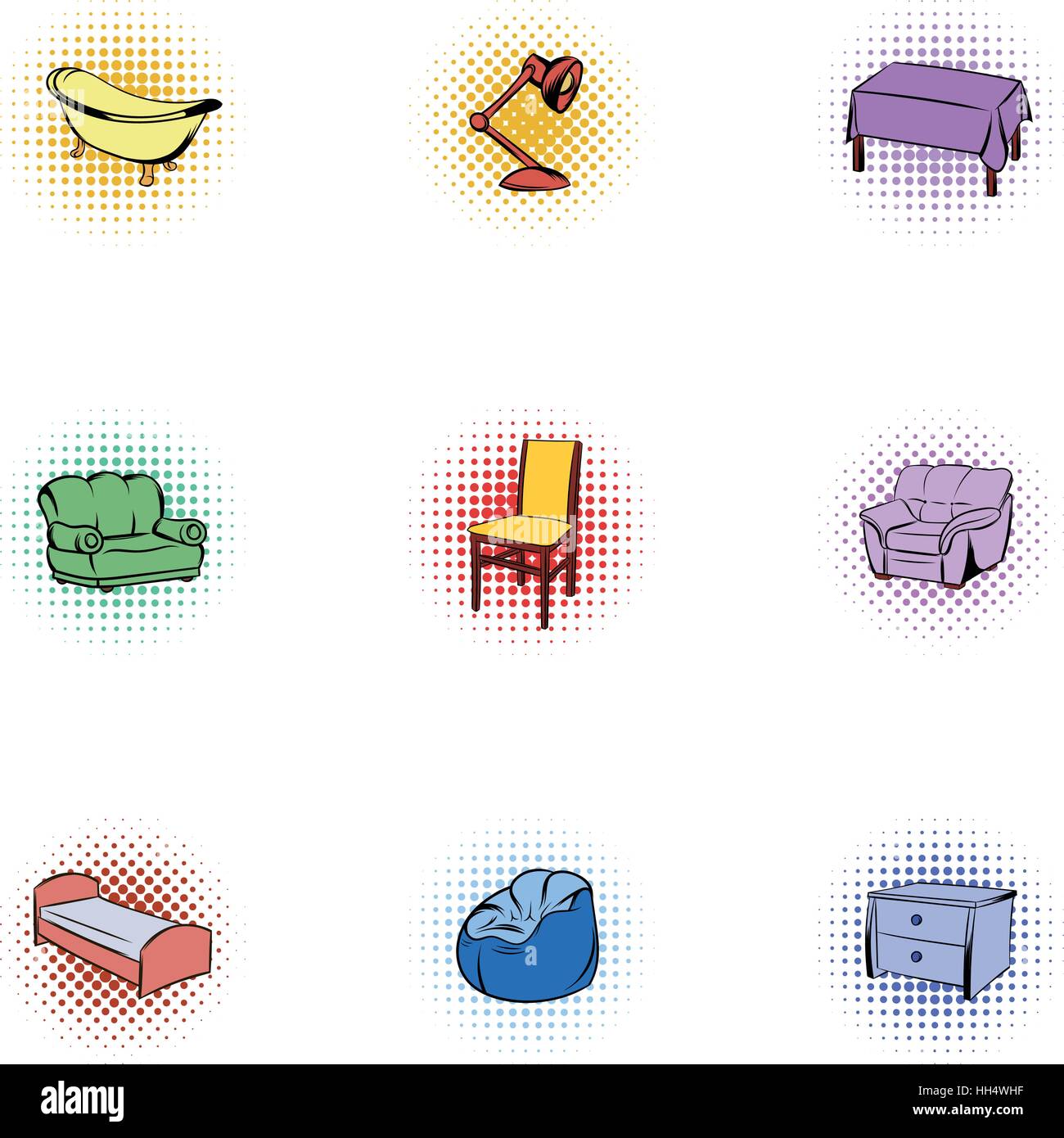 Home furniture icons set, pop-art style Stock Vector Image & Art - Alamy