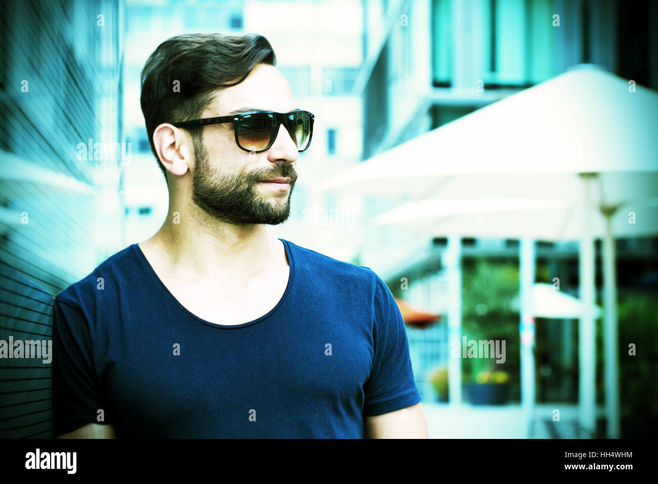 Portrait of a modern man with sunglasses Stock Photo